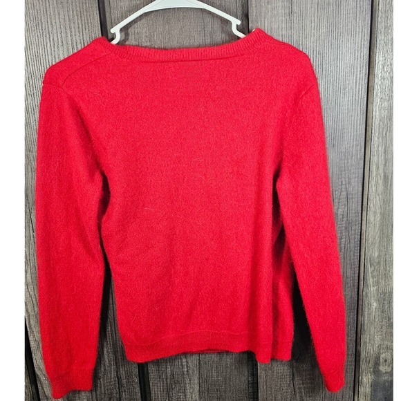 Lauren Ralph Lauren Red 100% Cashmere Wrap Front Sweater Womens L - Picture 3 of 9